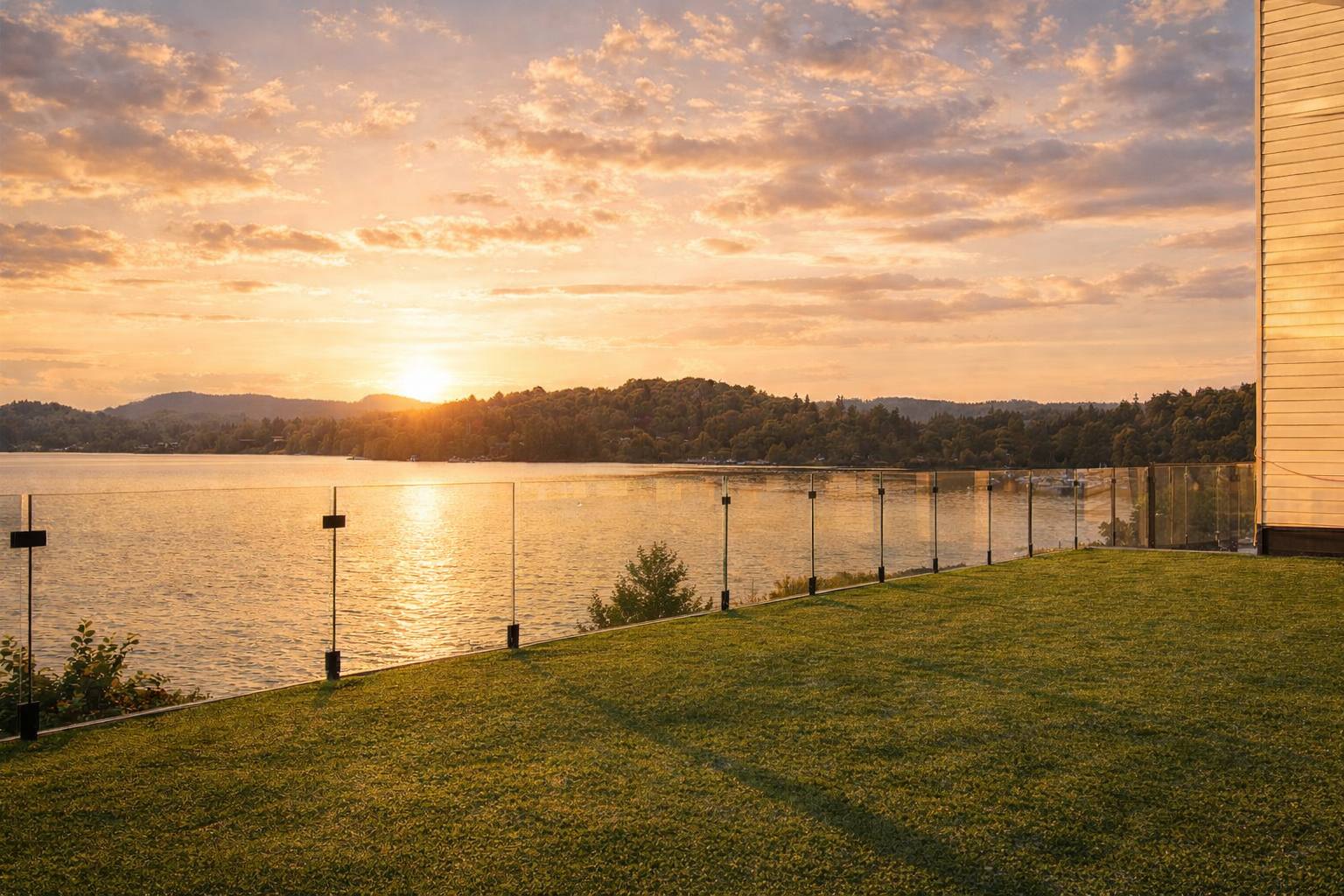 La terrasse au lever du jour, lendemain d'événement au bord du lac des Sables